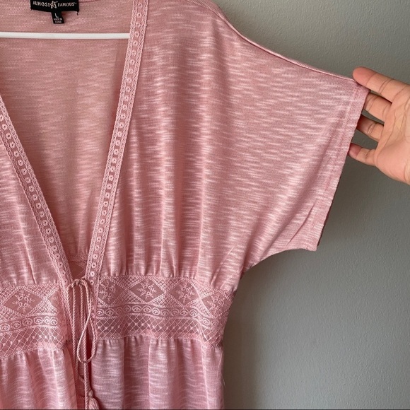 Almost Famous pink pastel tassel tie cardigan size large - Picture 3 of 6